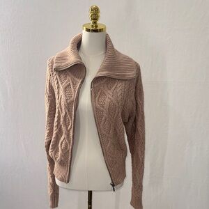 VENUS Cowl Neck Cable Knit Sweater - Brown